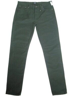 NWOT Men's A.P.C. APC Slim Leg Pants Chinos Button Fly Pine Dark Green 33 x 33.5